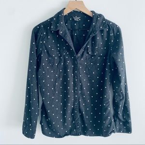 Eddie Bauer Grey Polka Dot Button Down Shirt